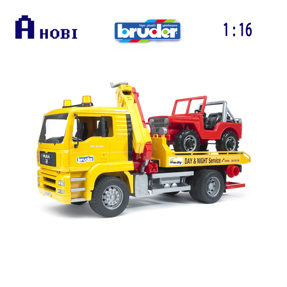 Bruder Licensed 1:16 Scale Man Tga Breakdown Truck With Cross Country Vehicle Model Yellow - Image 3