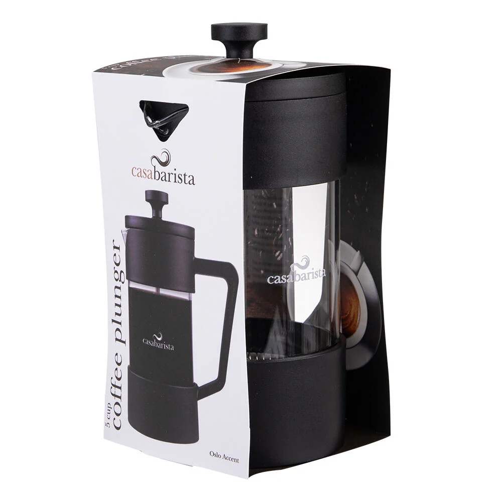 Casabarista Oslo Accent Stainless Steel Coffee Plunger 5 Cup 600ml Black - Image 2