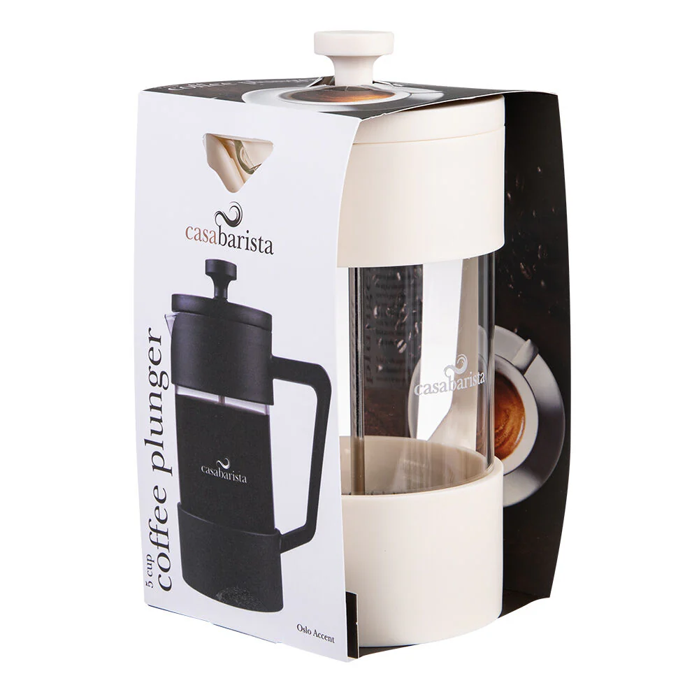 Casabarista Oslo Accent Stainless Steel Coffee Plunger 5 Cup 600ml Cream - Image 2