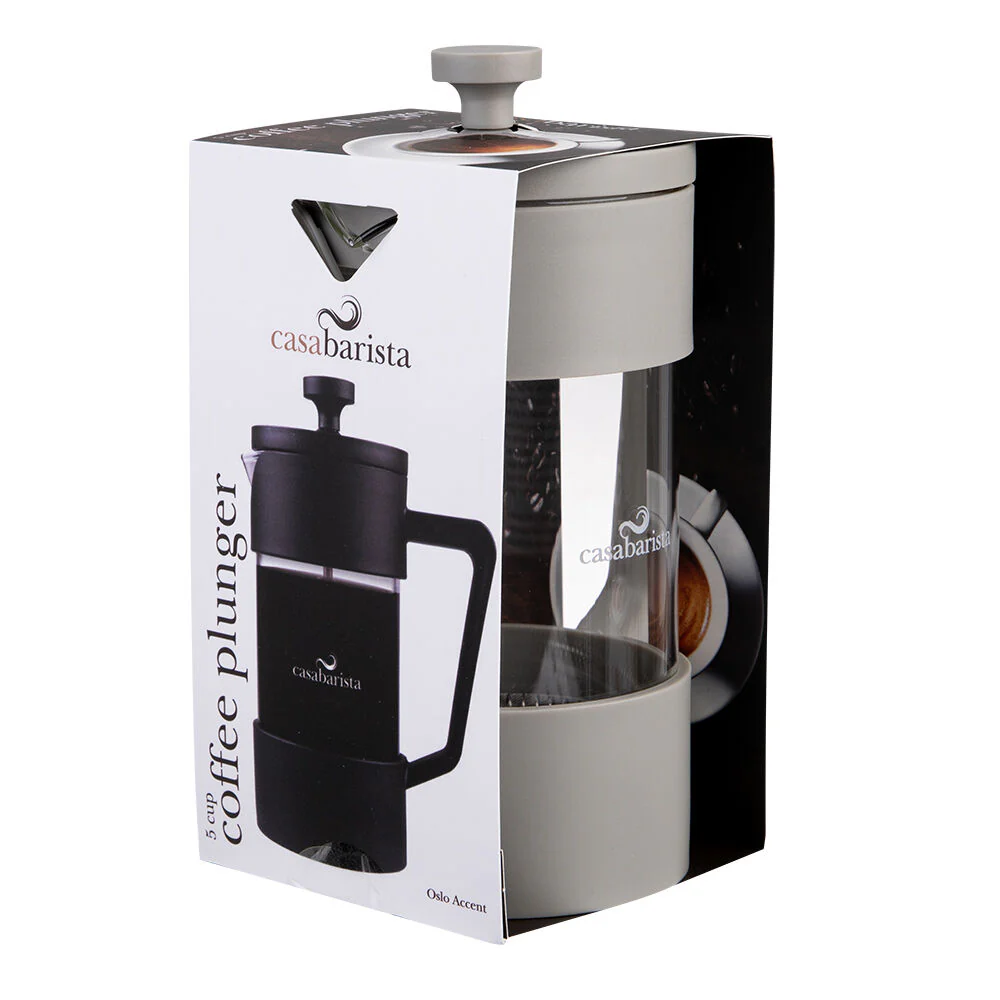Casabarista Oslo Accent Stainless Steel Coffee Plunger 5 Cup 600ml Taupe - Image 2