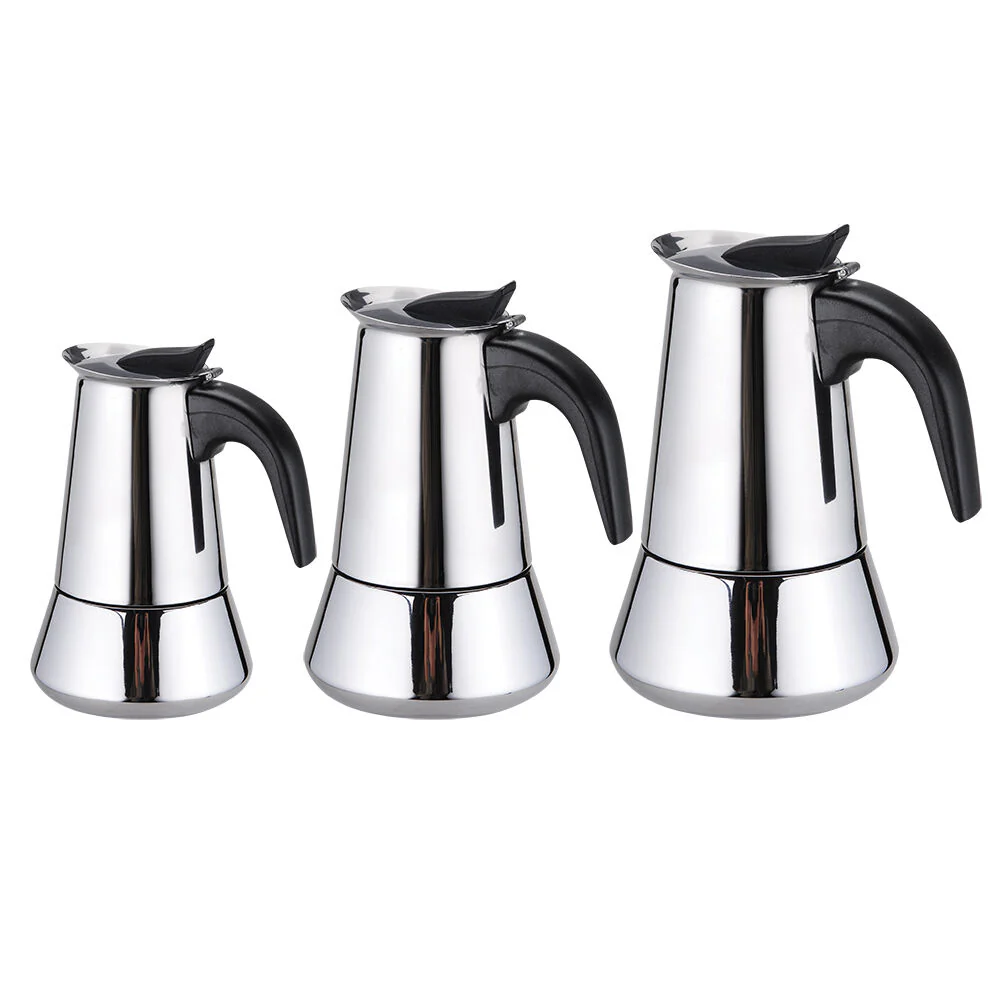 Casabarista Roma Stainless Steel 4 Cups Espresso Coffee Maker Moka Pot Silver - Image 3