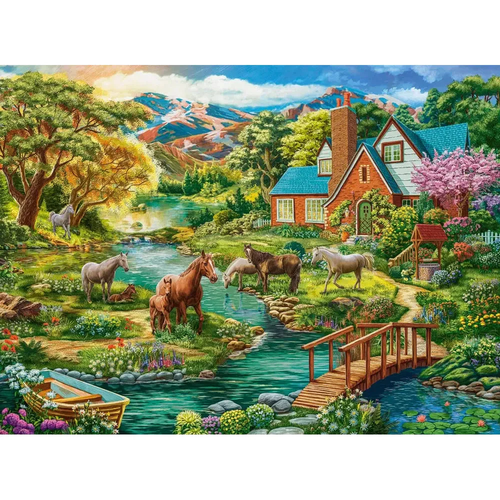 Castorland 2000-Pieces Idyllic House With Horses Puzzle - Image 2