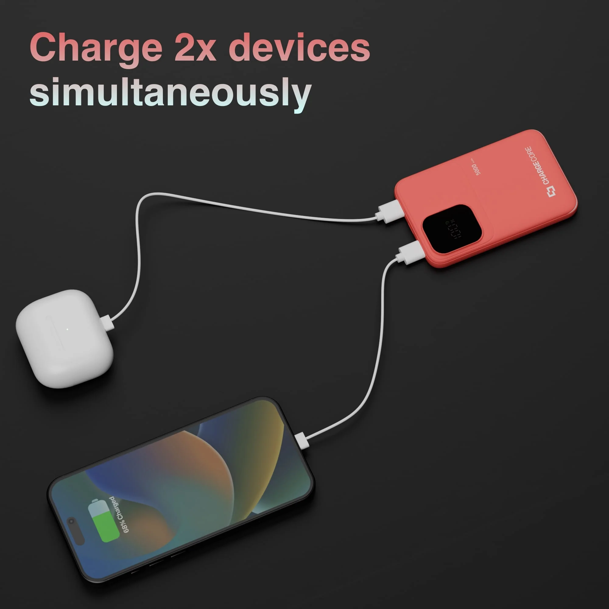 ChargeCore SafeCharge Max 5K LiFePO4 Power Bank (Sunset Coral) - Image 4