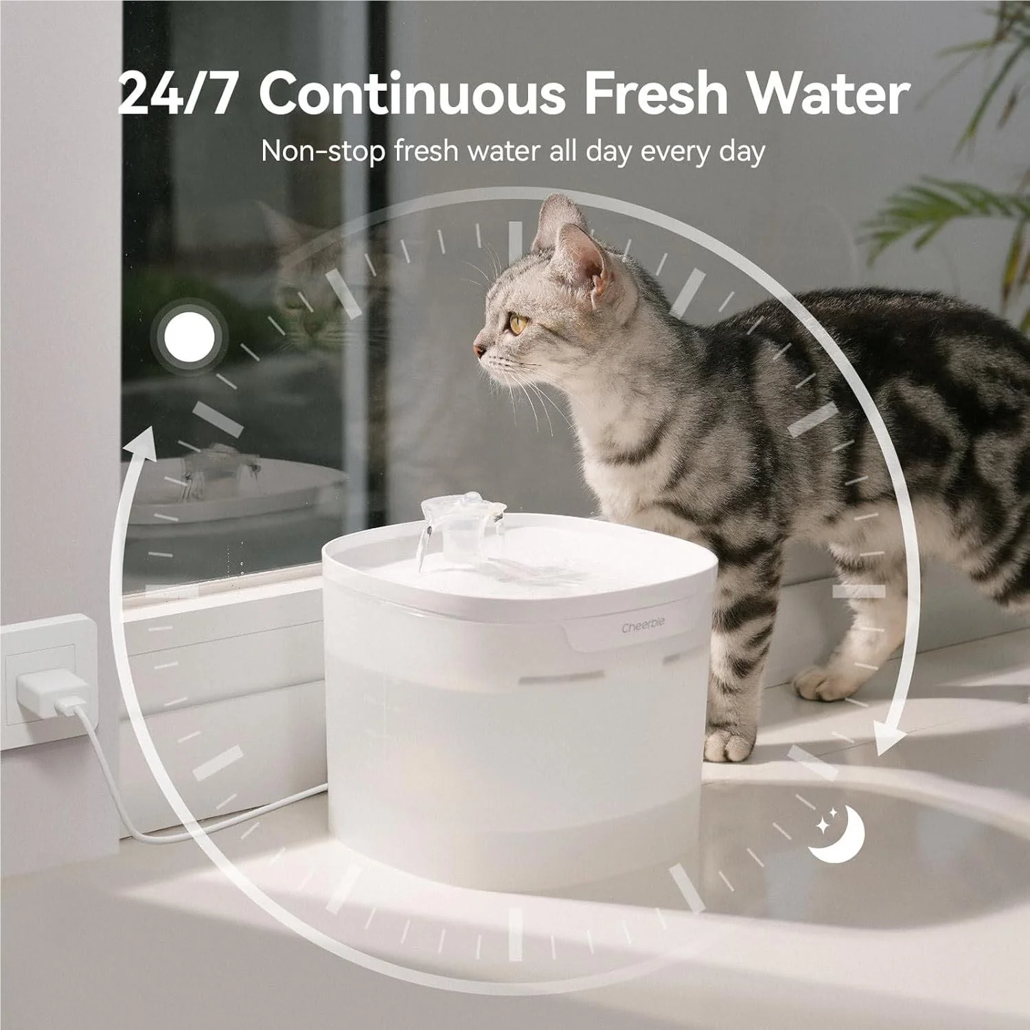 Cheerble E1 Elite Pet Drinking Fountain (White) - Image 4