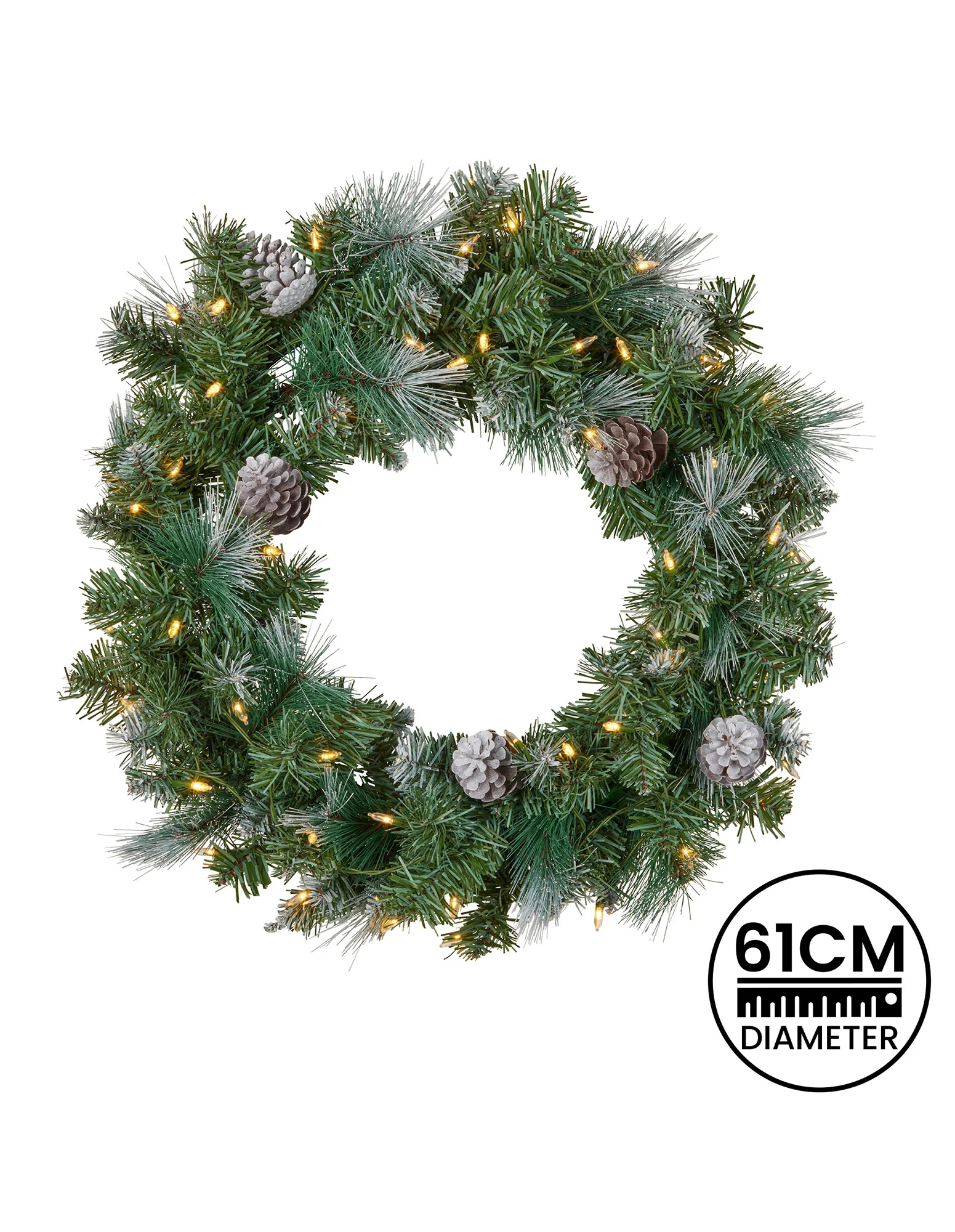 Christabelle 61cm Christmas Wreath with LED Lights - Image 3