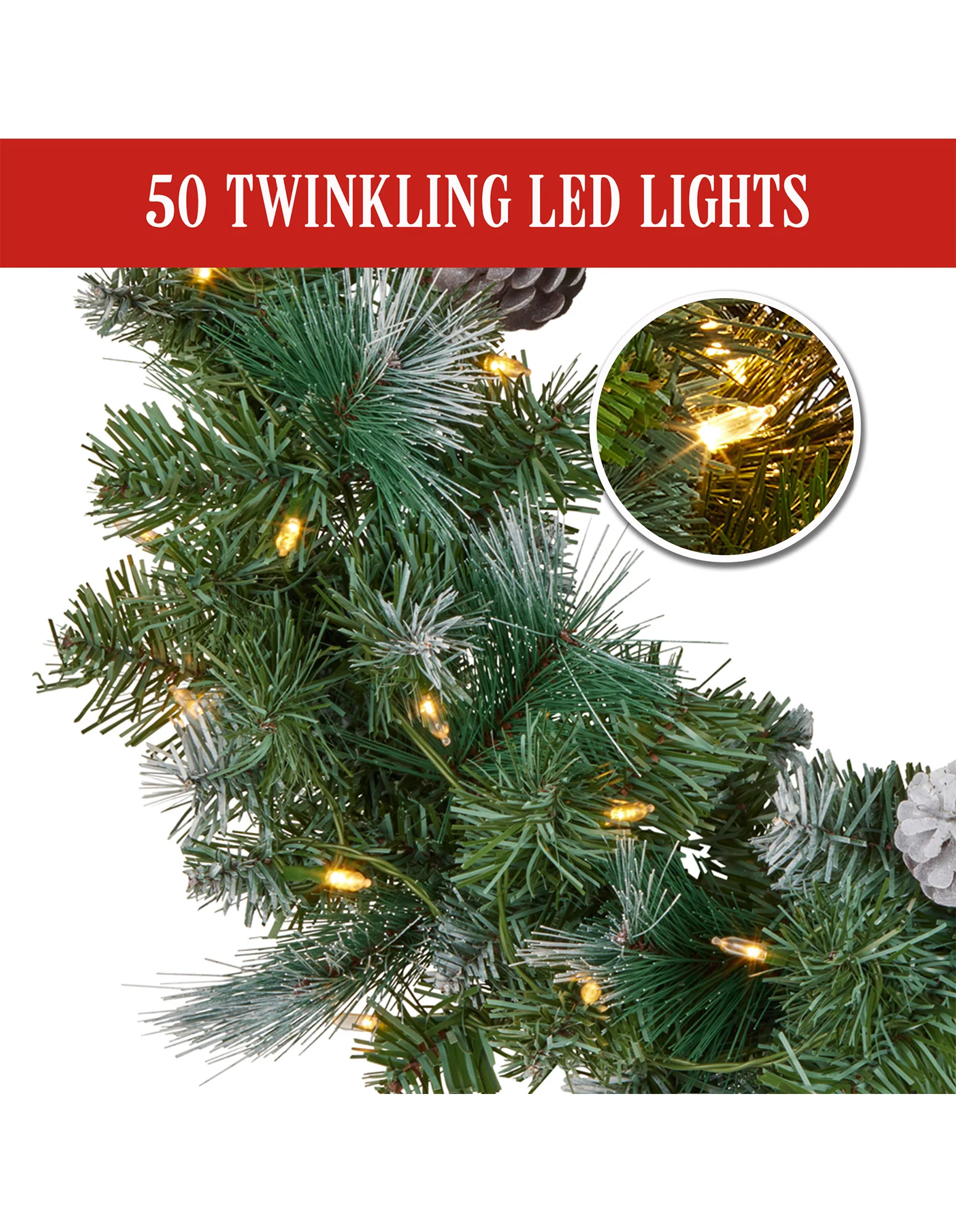 Christabelle 61cm Christmas Wreath with LED Lights - Image 5