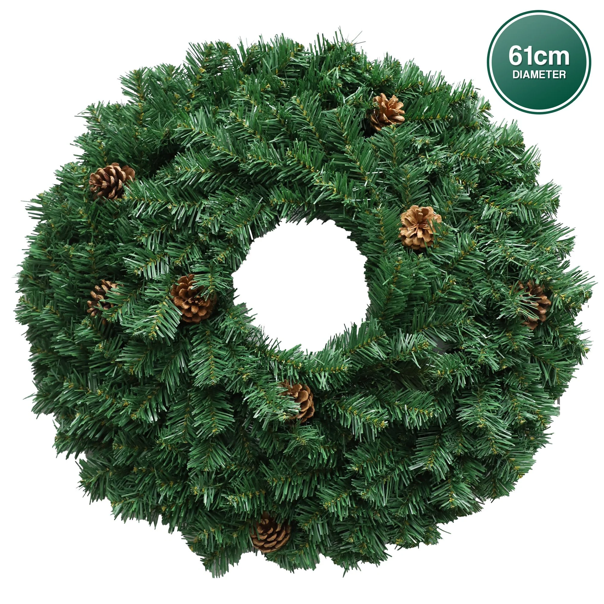 Christabelle 61cm Christmas Wreath  Yuletide Glow with Pine Cones and LED Lights Front Door Decoration - Image 3