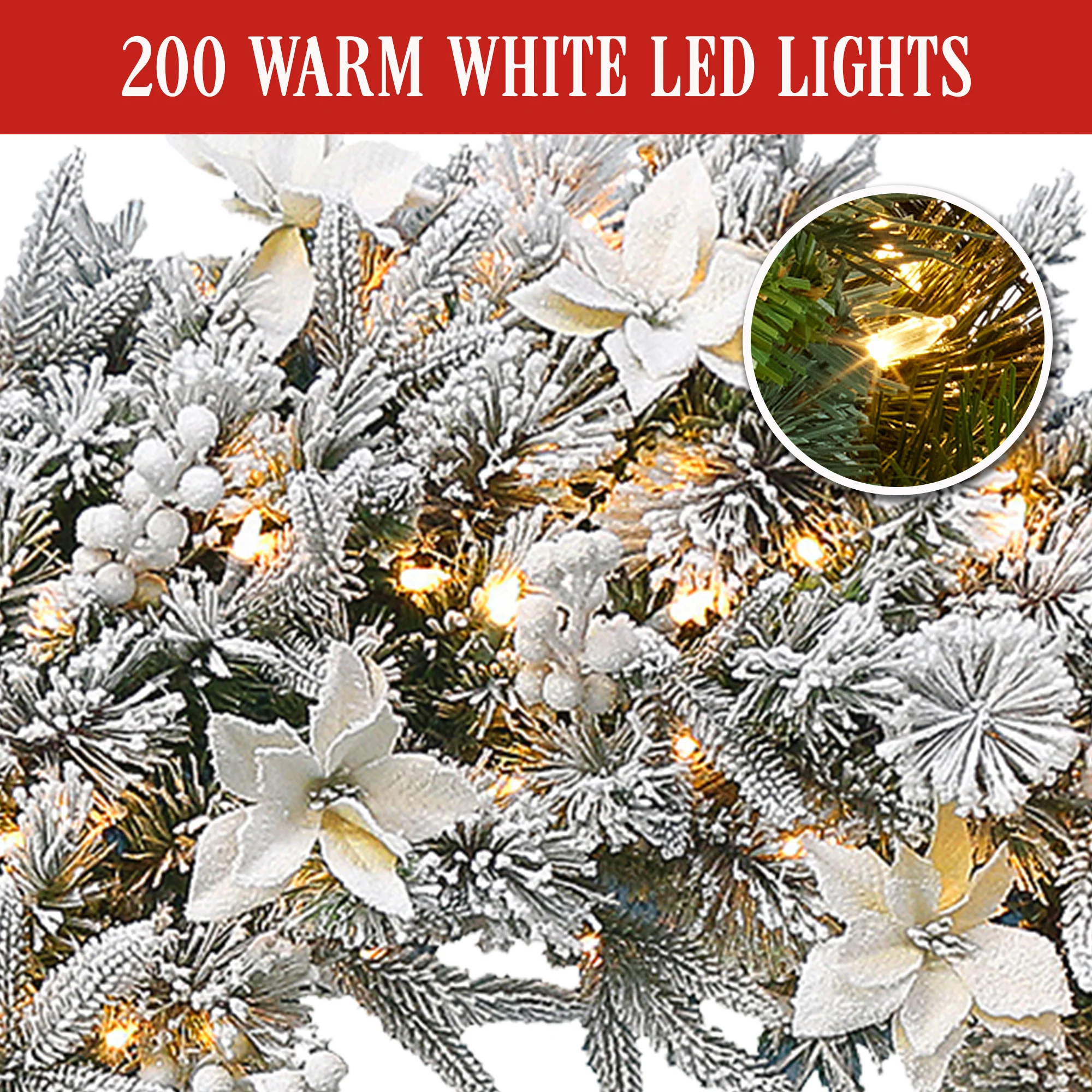 Christabelle 61cm Snow Christmas Wreath Colonial with LED Lights Front Door Decoration Ornament - Image 3