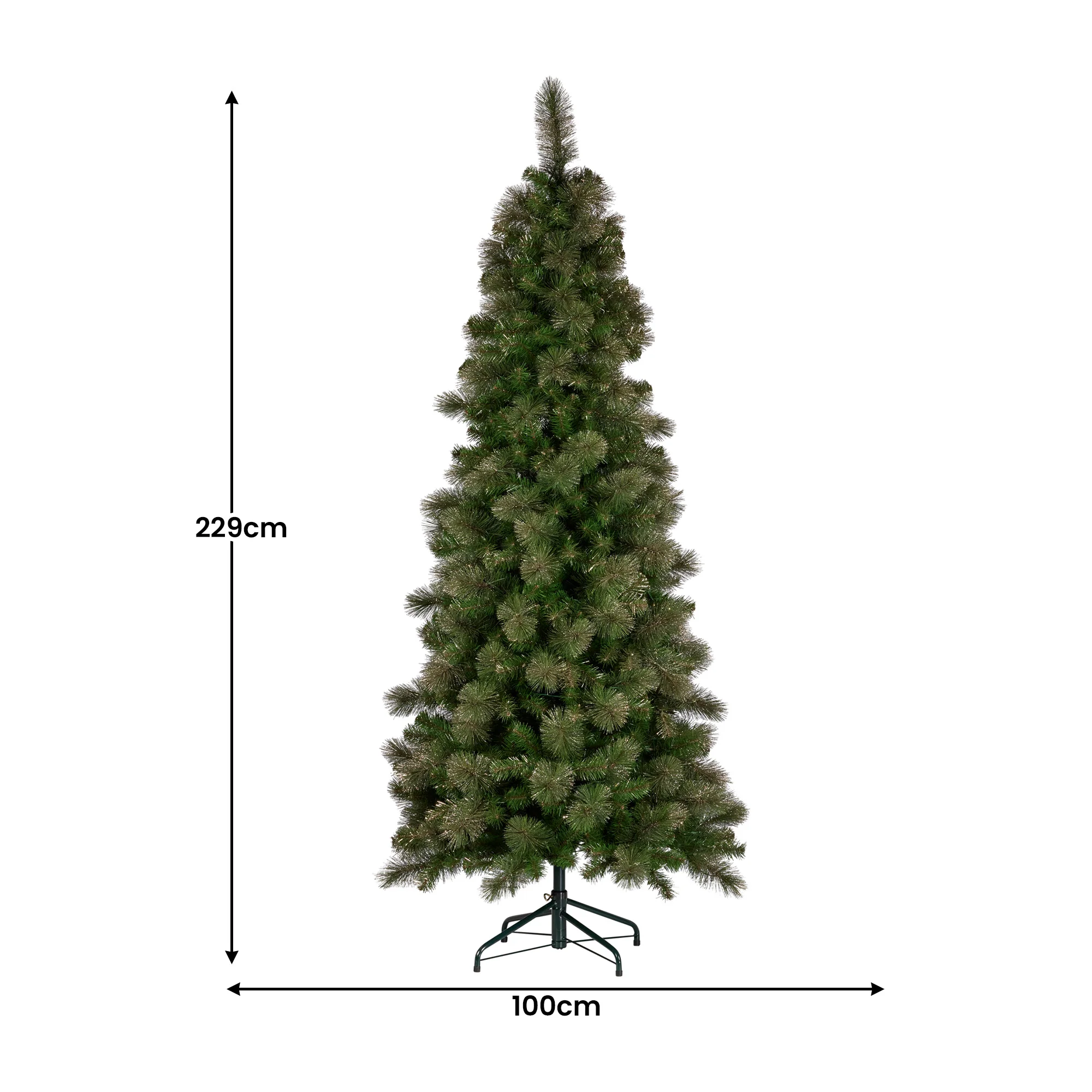 Christabelle 7.5ft Slim Gold Glitter Christmas Tree with LED Lights - Image 3