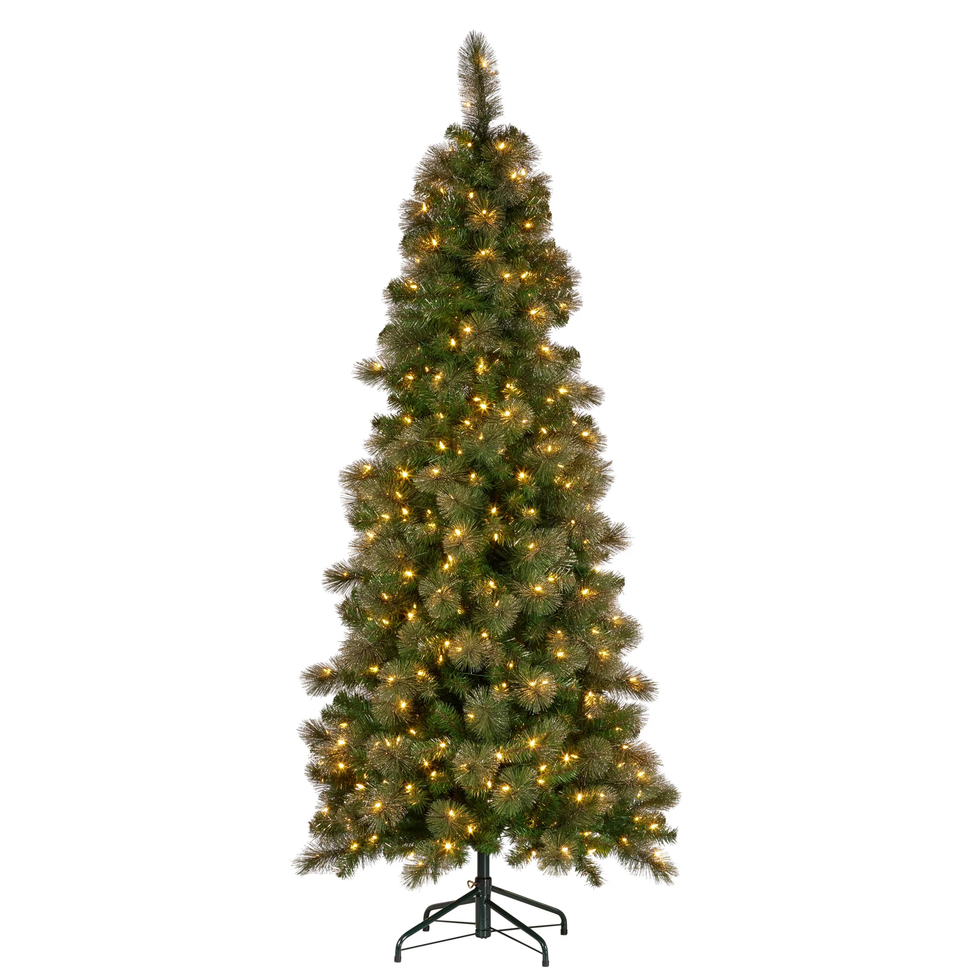 Christabelle 7.5ft Slim Gold Glitter Christmas Tree with LED Lights - Image 4