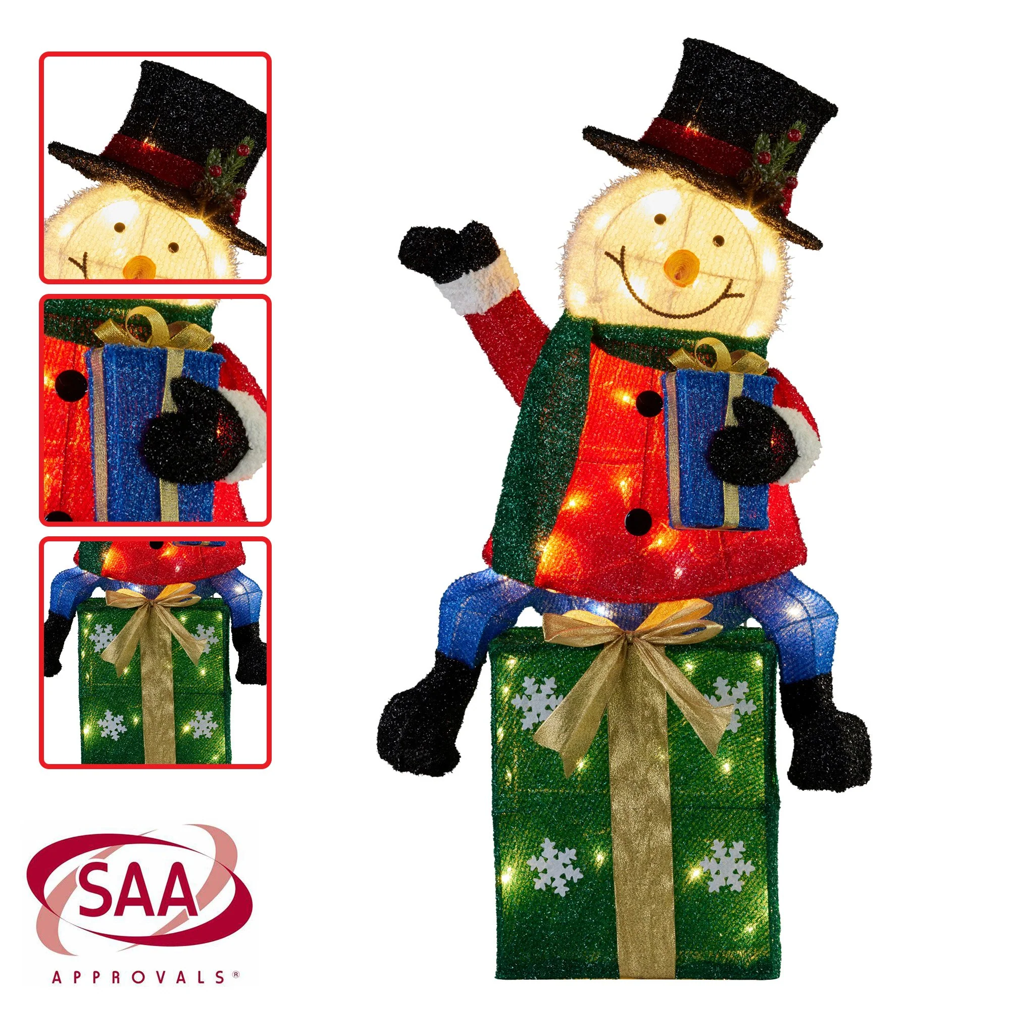 Christabelle 85cm Christmas Snowman On Presents Display with Lights - Image 5