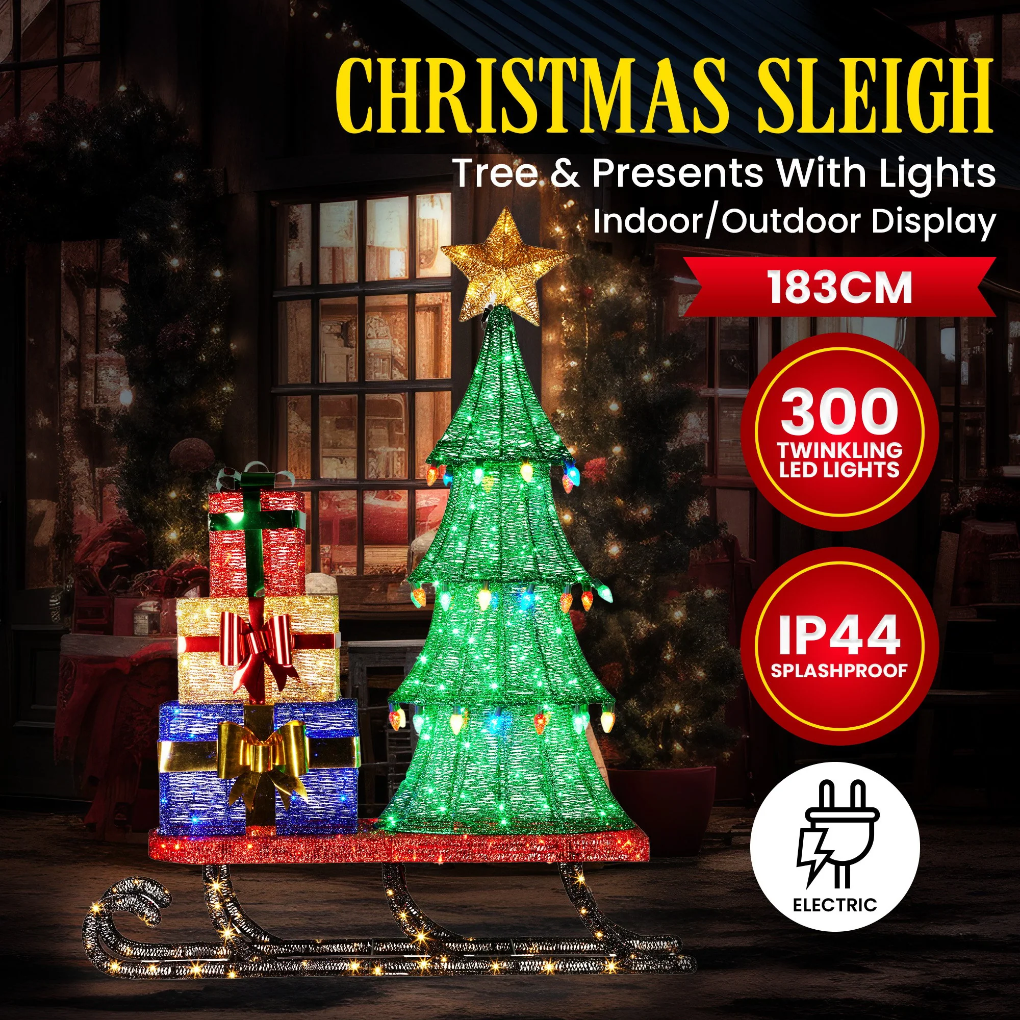 Christabelle Christmas Display Sled with Tree and Presents -  183cm - Image 3