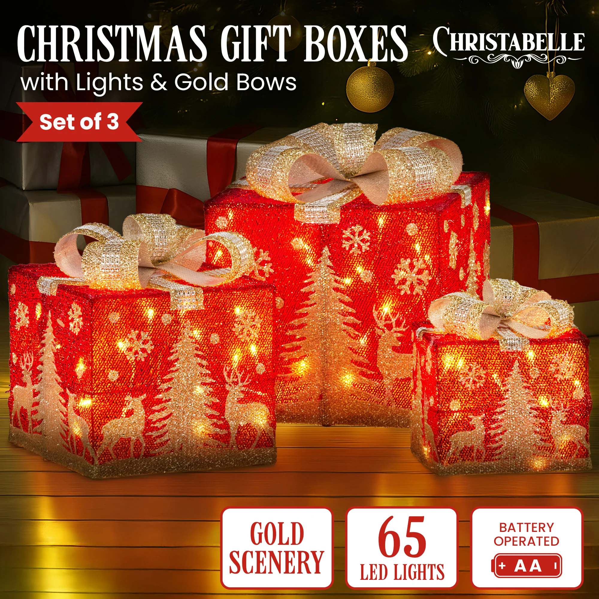 Christabelle LED Christmas Gift Box Set (3-Piece) - Image 6