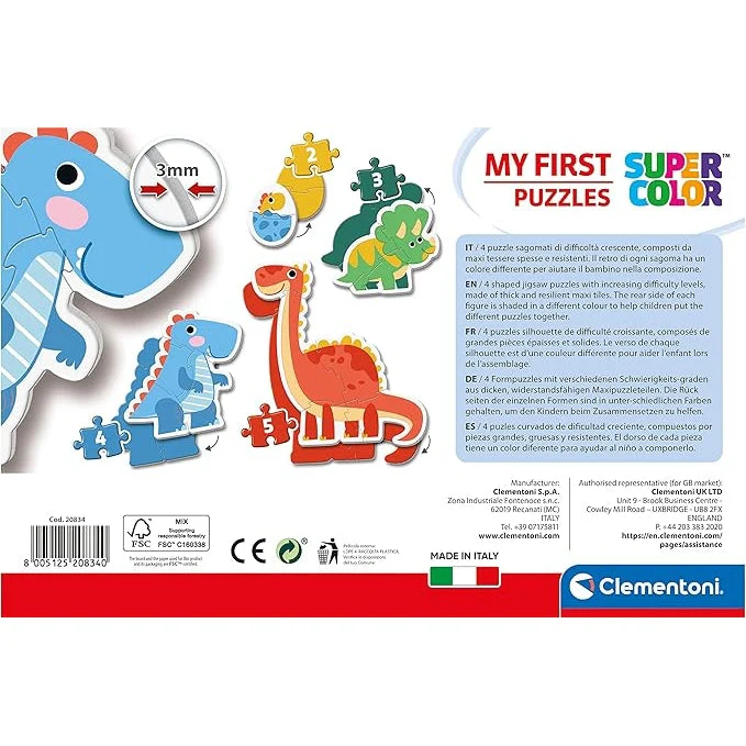 Clementoni My First Puzzles Dinosaurs 4 Shaped Puzzles - Image 3