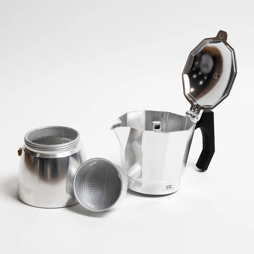 Coffee Culture 19cm Stovetop Coffee Maker 6-Cup Moka Italian Espresso Pot Silver - Image 2