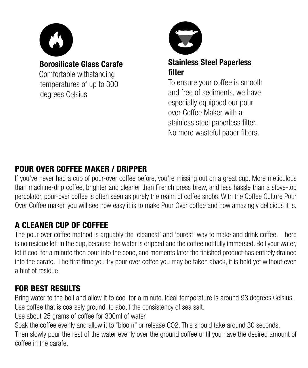 Coffee Culture 200ml Pour Over Coffee Maker Glass Jug Dripper with Filter - Image 6