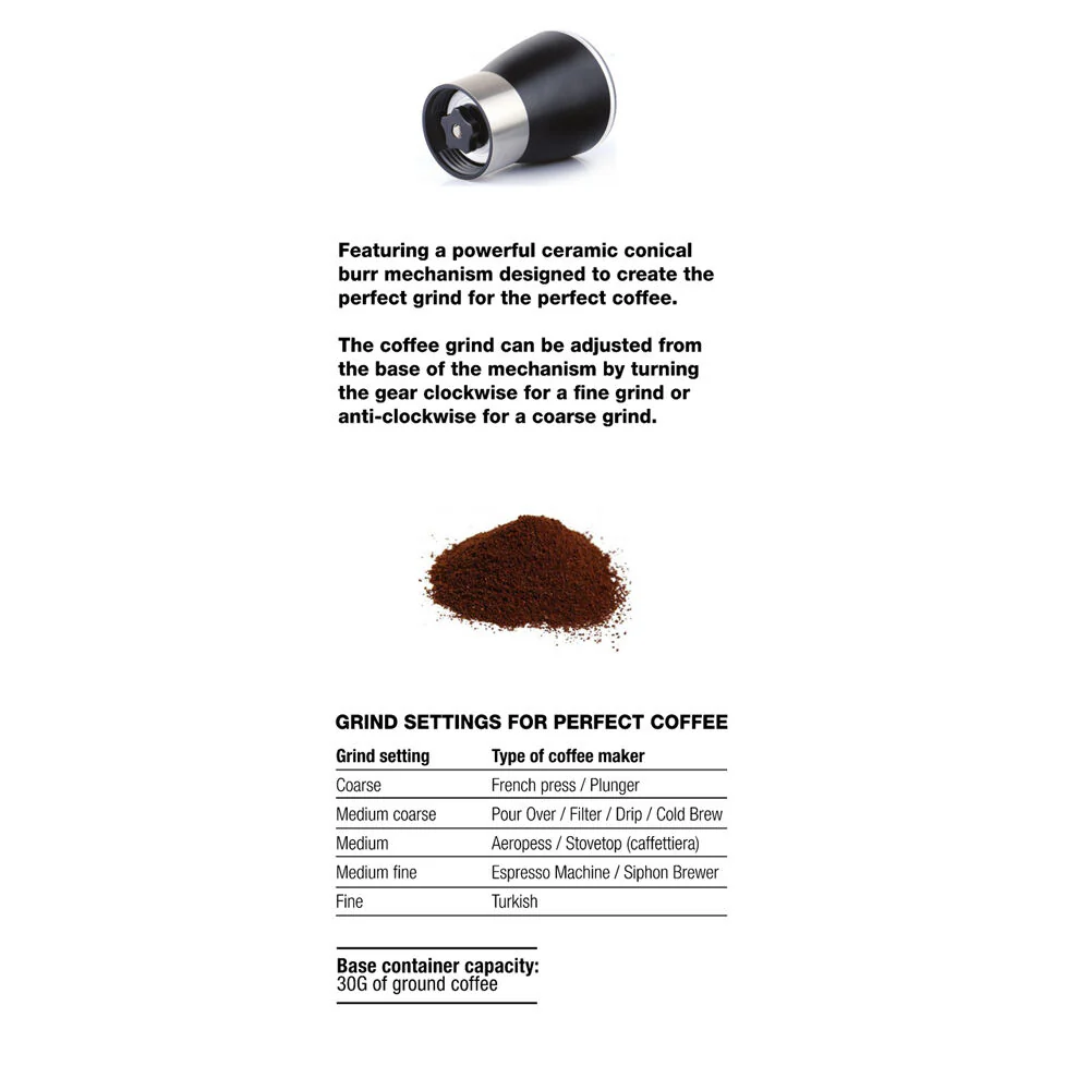 Coffee Culture Adjustable Portable Hand Burr Manual Coffee Grinder/Mill - Image 3