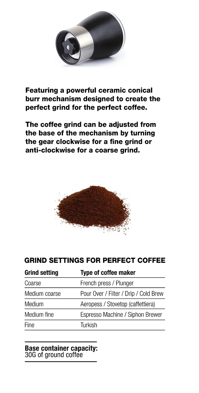 Coffee Culture Adjustable Portable Hand Burr Manual Coffee Grinder/Mill - Image 6
