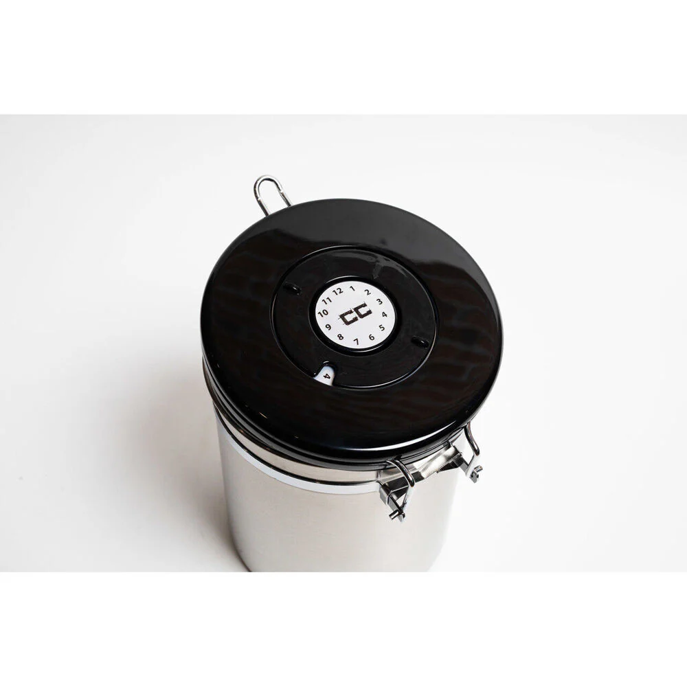 Coffee Culture Large Coffee Canister Storage Round Container (Silver) - Image 3