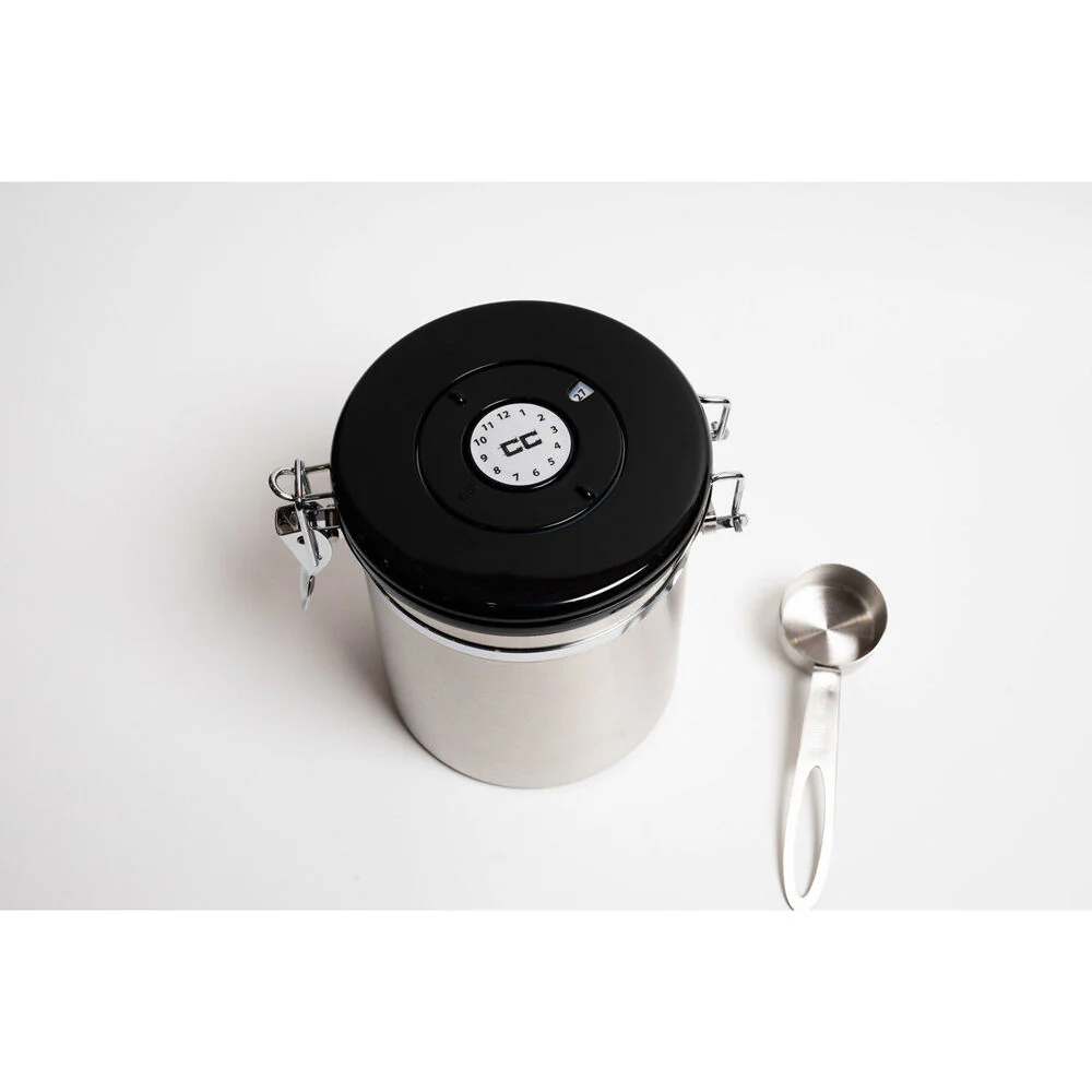 Coffee Culture Large Coffee Canister Storage Round Container (Silver) - Image 5