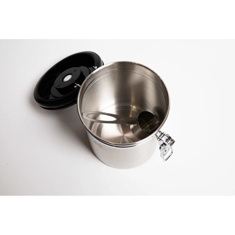 Coffee Culture Medium Coffee Canister Storage Round Container 13x15cm (Silver) - Image 4