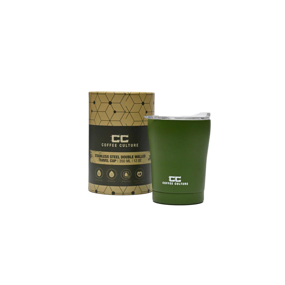 Coffee Culture Stainless Steel Double Wall 350ml Travel Cup (Military Green) - Image 3