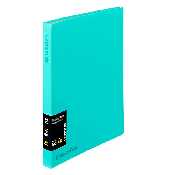 Colourhide Display Book 40 Pockets Sleeves A4 Aqua Blue Pack 6 - Image 2