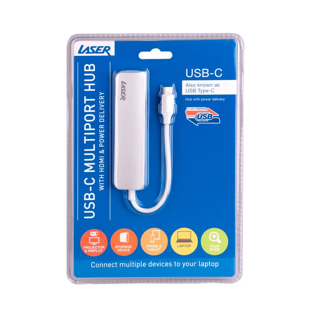 Connect Cable 4-Port Male USB-C to HDMI/USB 3.0 Hub For Laptop (White) - Image 8