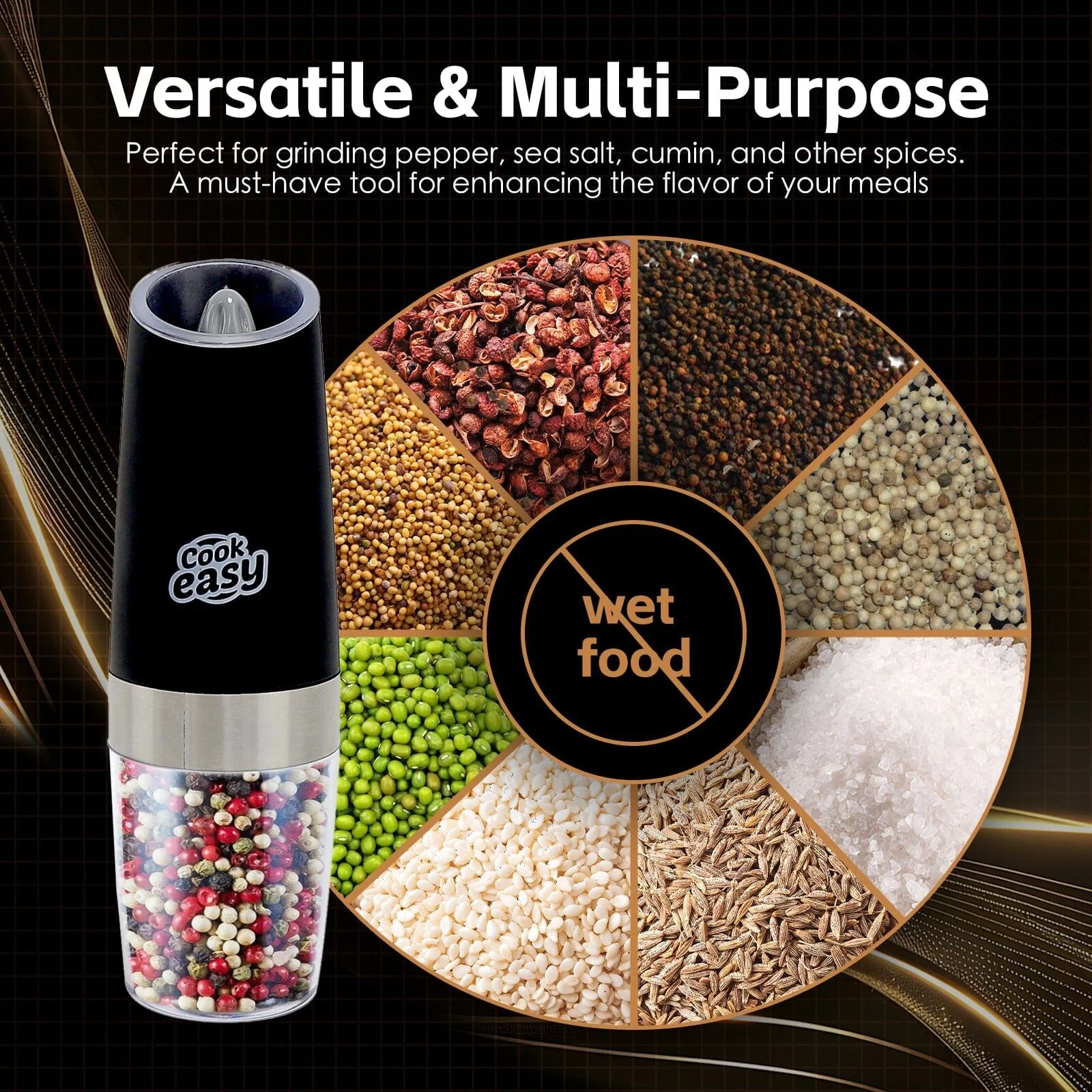 Cook Easy 2 pack Electric Salt and Pepper Spice Grinder - Image 4