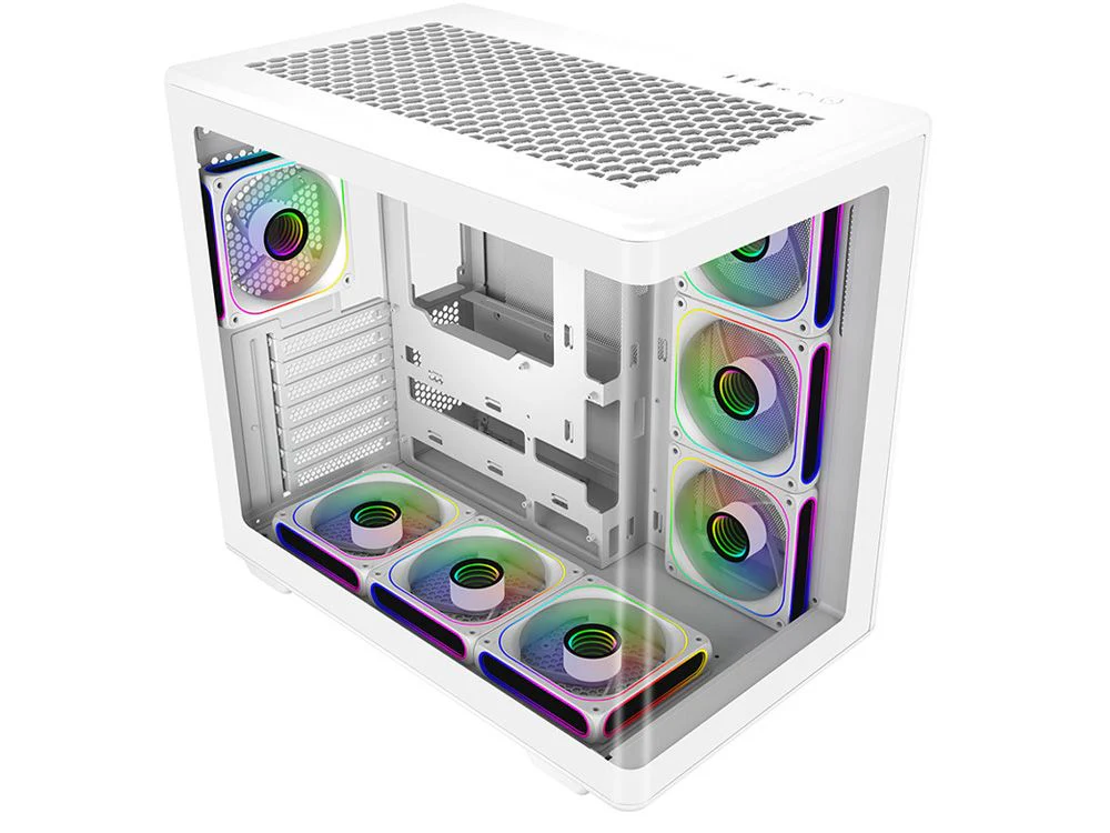 Cooler Master 600 Curved Tempered Glass Dual-Chamber ATX Case - White - Image 2