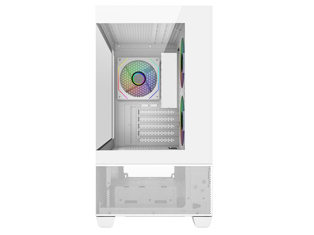 Cooler Master Elite 490 Dual Tempered Glass Micro-ATX Case - White - Image 2