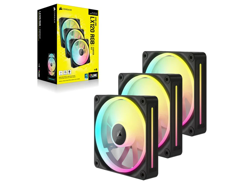 Corsair iCUE LINK LX120 120mm RGB PWM Case Fan - Black (3-Pack) - Image 2