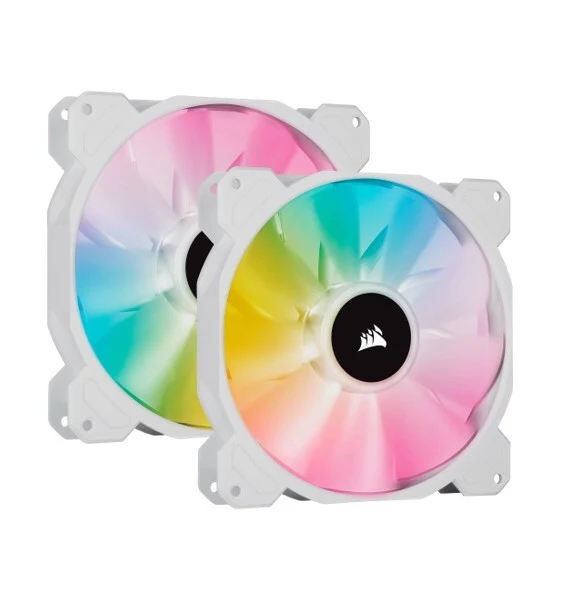 Corsair iCUE SP140 140mm RGB Elite PWM Fan - Dual Fan Kit with Lighting Node CORE  (White ) (CO-9050139-WW) - Image 2