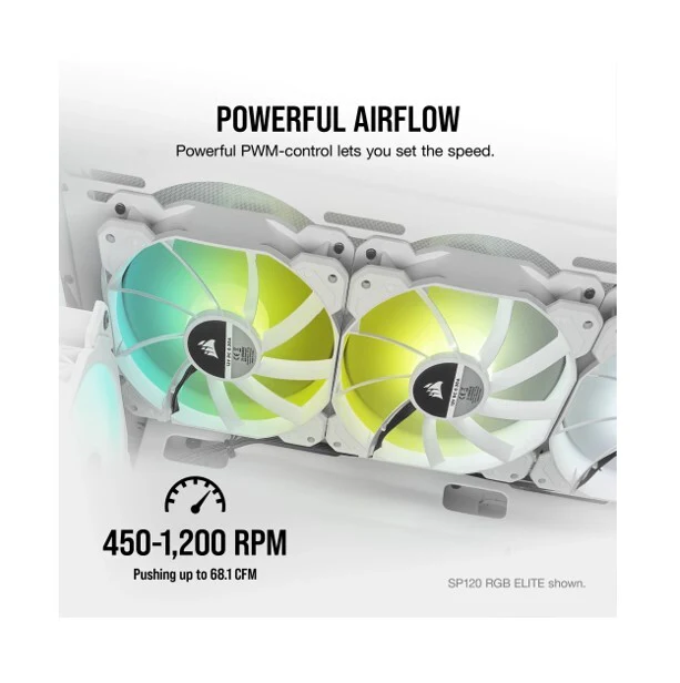 Corsair iCUE SP140 140mm RGB Elite PWM Fan - Dual Fan Kit with Lighting Node CORE  (White ) (CO-9050139-WW) - Image 3