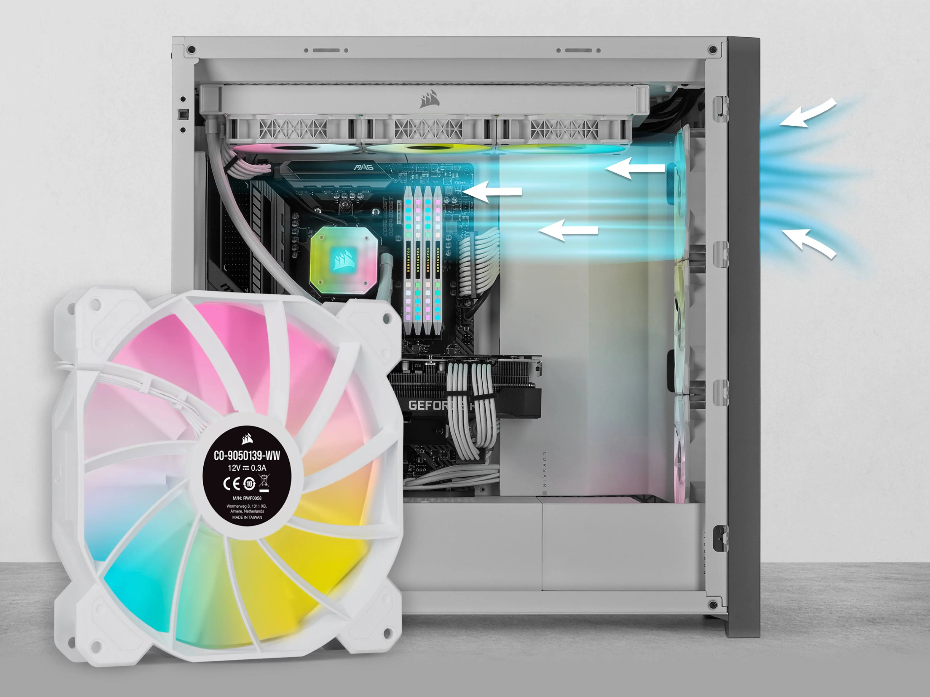 Corsair iCUE SP140 140mm RGB Elite PWM Fan - Dual Fan Kit with Lighting Node CORE  (White ) (CO-9050139-WW) - Image 5