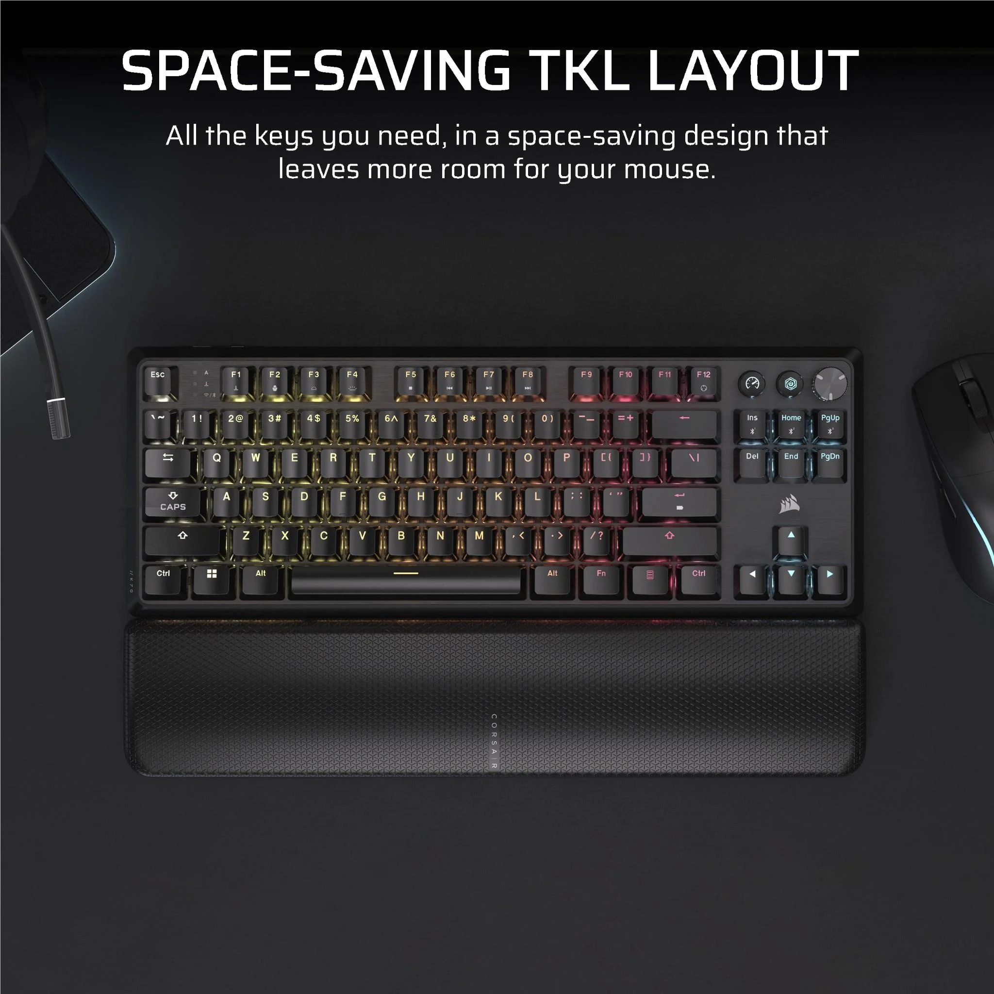 Corsair K70 CORE TKL Wireless Tenkeyless Mechanical Gaming Keyboard (Black) - Image 3