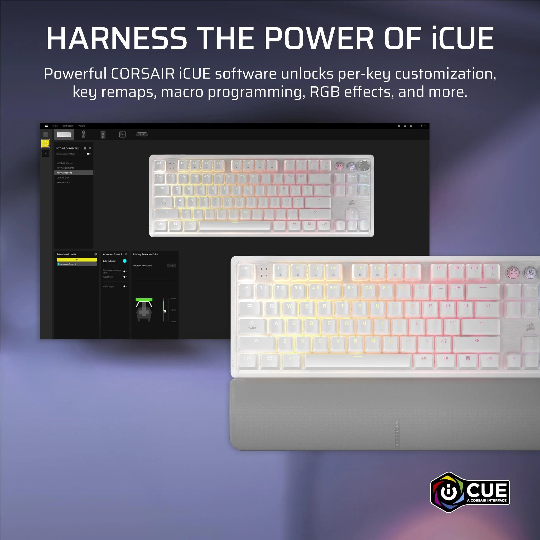 Corsair K70 PRO TKL Tenkeyless Magnetic Mechanical Gaming Keyboard (White) - Image 11