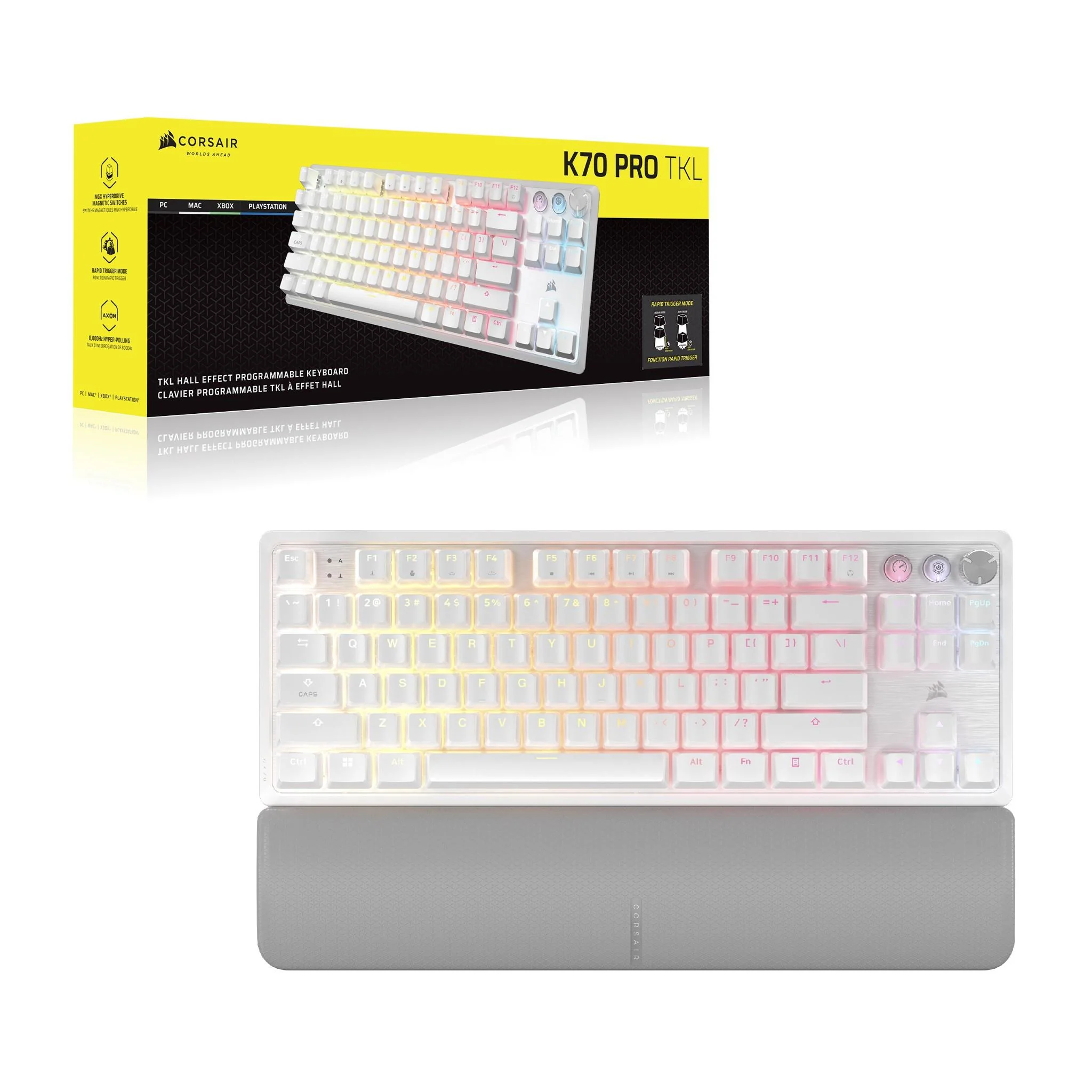 Corsair K70 PRO TKL Tenkeyless Magnetic Mechanical Gaming Keyboard (White) - Image 14