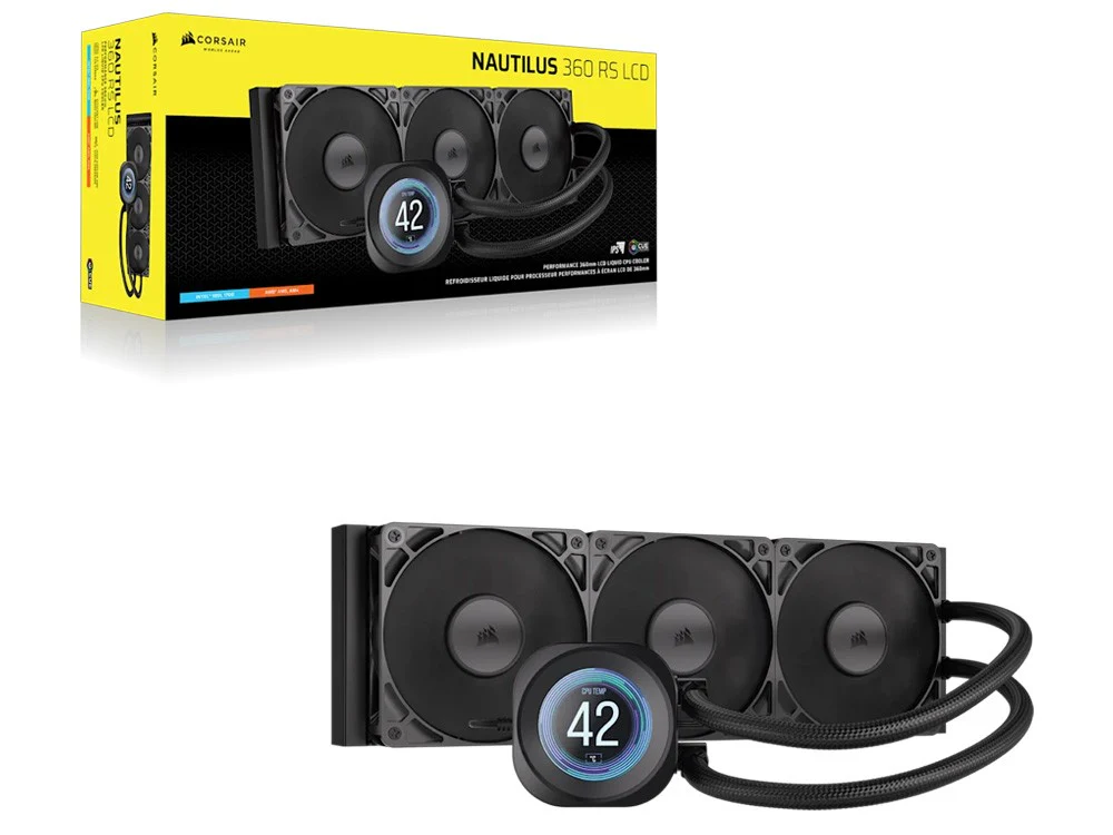 Corsair NAUTILUS 360mm RS LCD Liquid CPU Cooler (Black) - Image 2