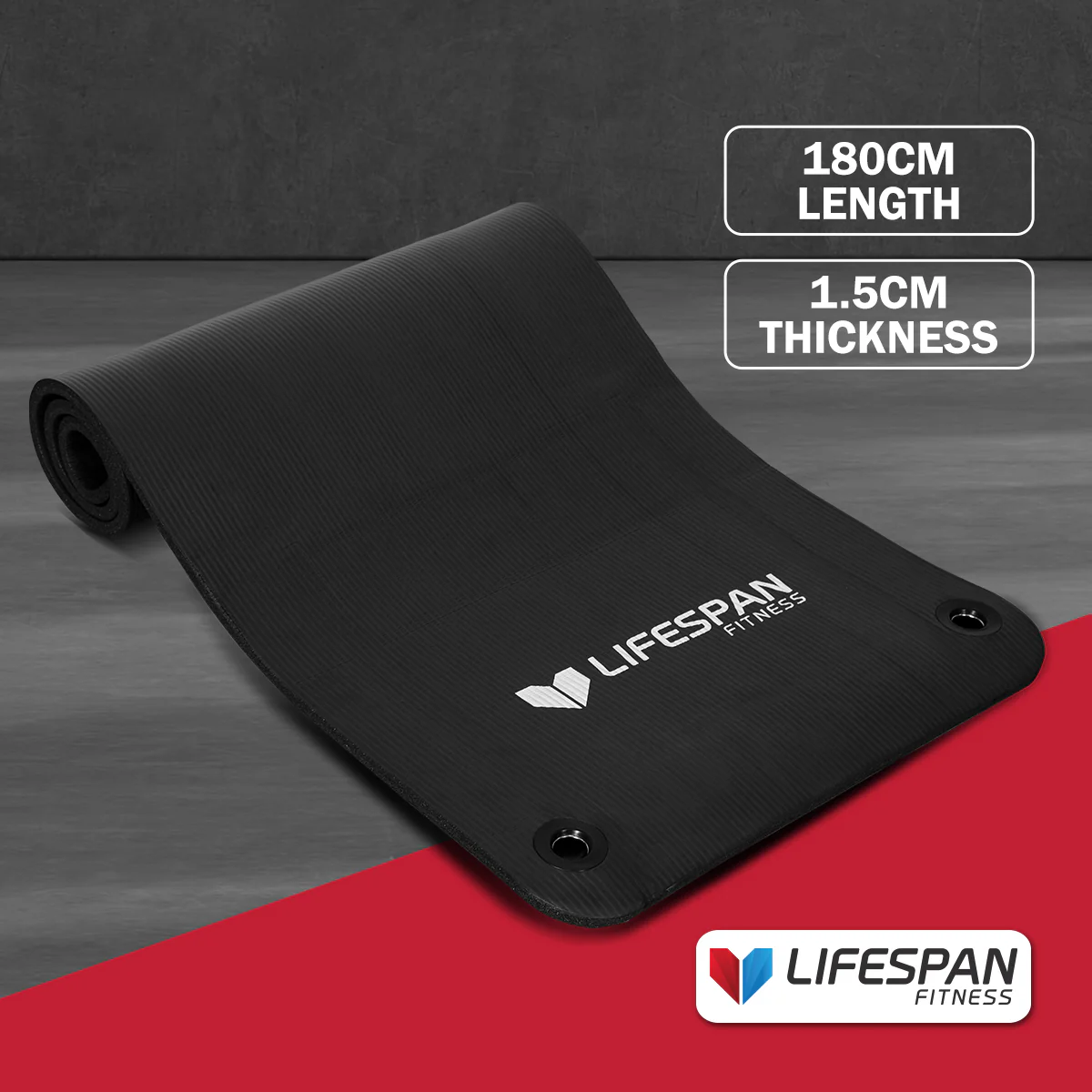 CORTEX Yoga Mat 1.8m*0.6m*15mm in Black - Image 2