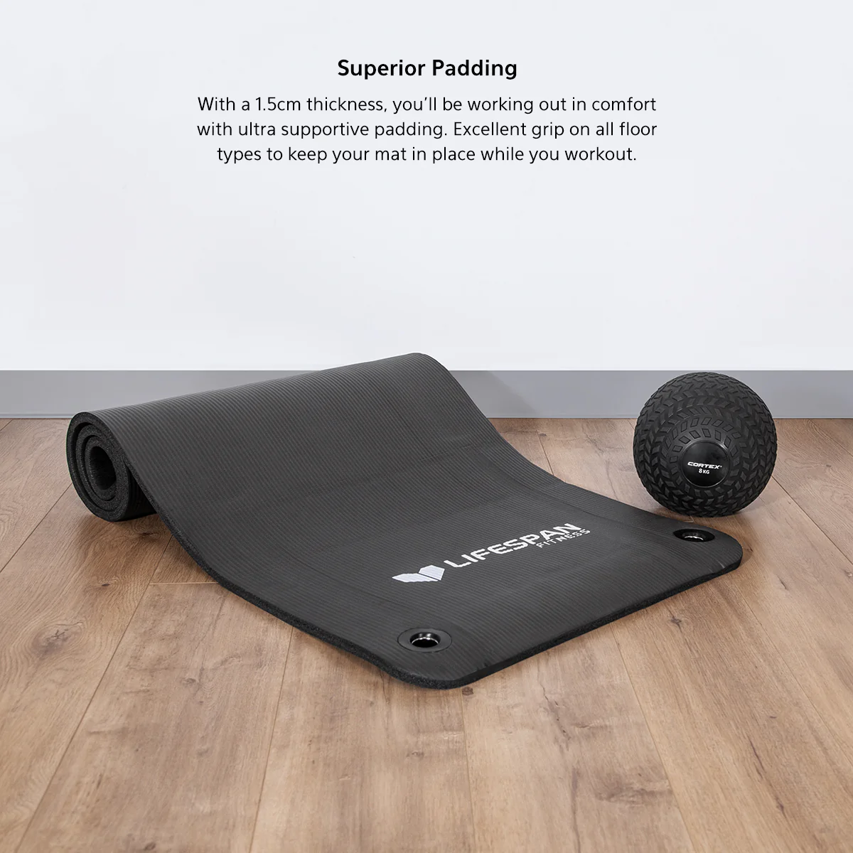 CORTEX Yoga Mat 1.8m*0.6m*15mm in Black - Image 3