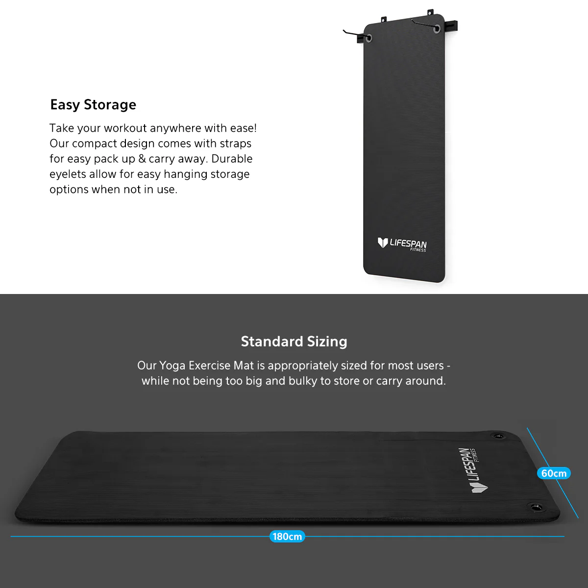 CORTEX Yoga Mat 1.8m*0.6m*15mm in Black - Image 4