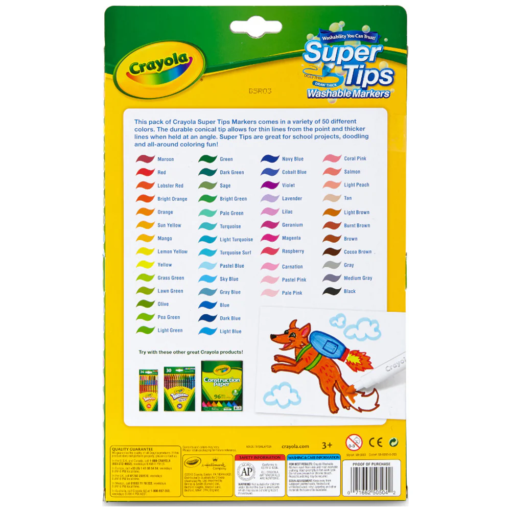 Crayola Supertip Washable Markers Kids/Children Drawing Pens 3y+ [50 pieces] - Image 4