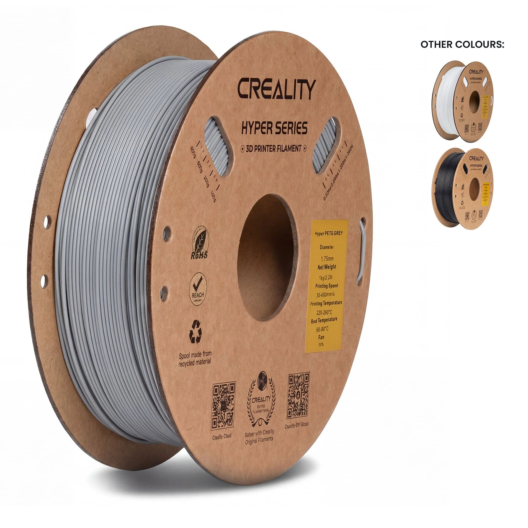 Creality Hyper PETG 3D Printer Filament Waterproof Quick Printing (Gray) - Image 3