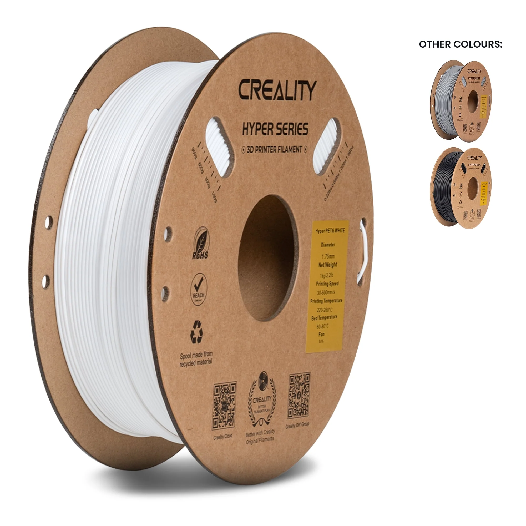 Creality Hyper PETG 3D Printer Filament Waterproof Quick Printing (White) - Image 3