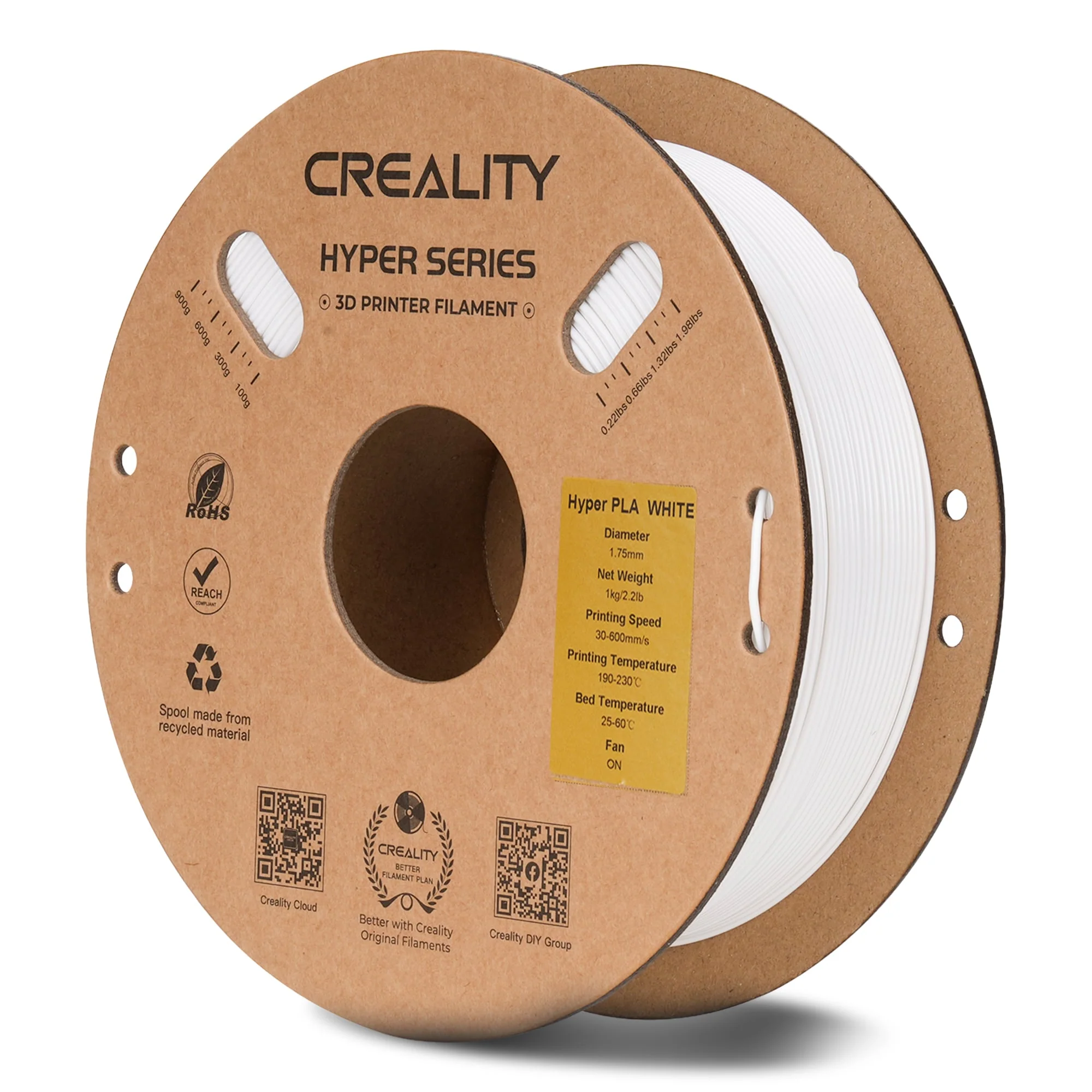 Creality Hyper PLA 3D Printer Filament High Precision (White) - Image 2