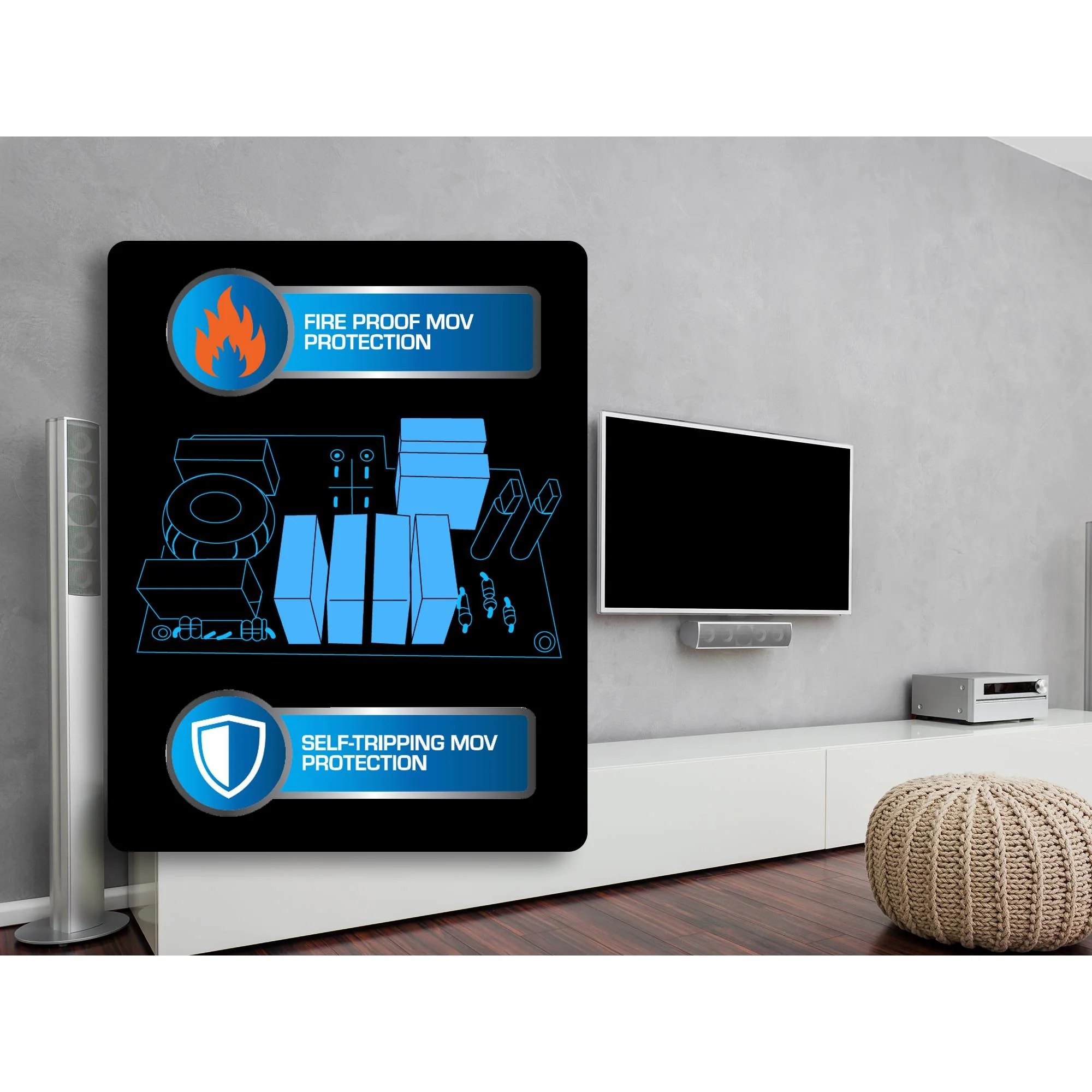 Crest Platinum 4 Socket Equipment Protector w/ TV & Data Protection Power Board - Image 5