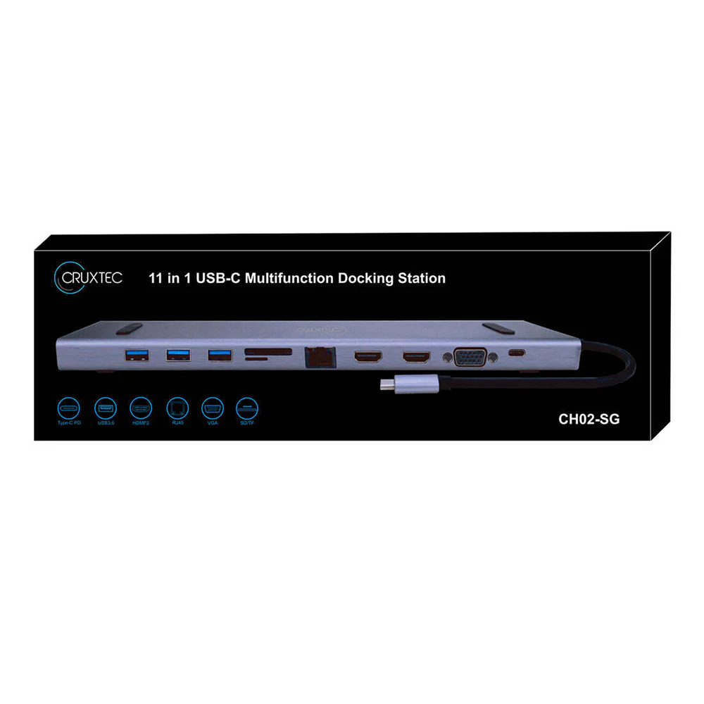 Cruxtec CH02-SG 11 in 1 USB-C Multifunction Docking Station with 100W PD - Image 4