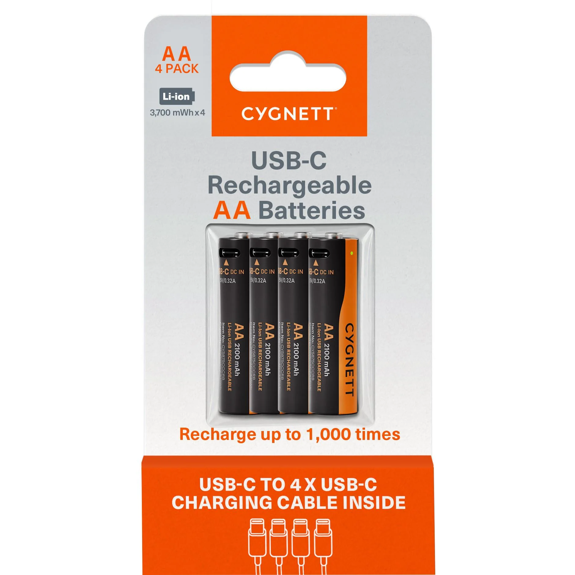Cygnett AA USB-C Rechargeable Batteries (4 Pack) - Image 6