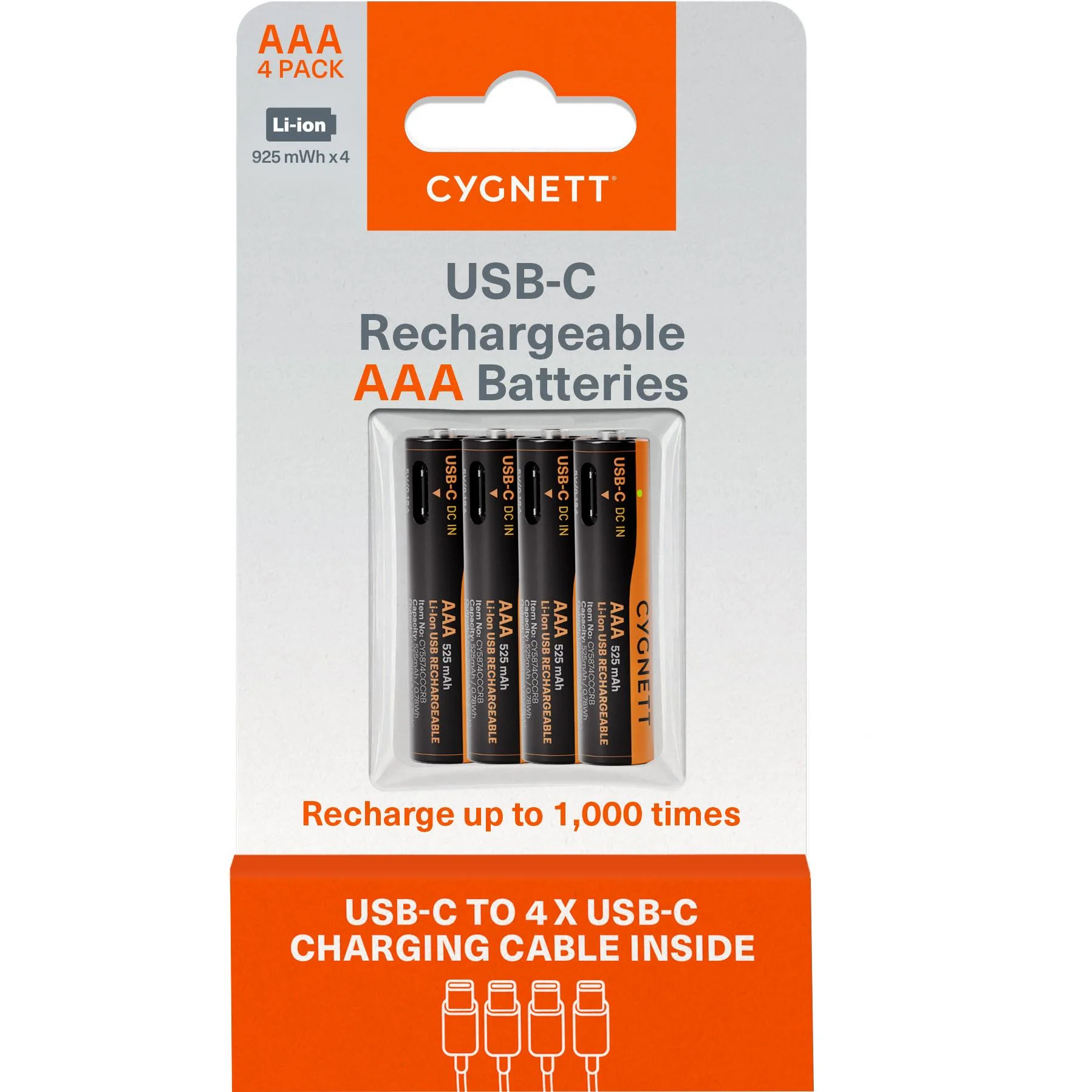 Cygnett AAA USB-C Rechargeable Batteries (4 Pack) - Image 5